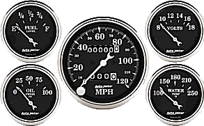 Street Rod old Tyme Black Series Autometer Gauge