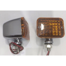 CAL Custom Vintage Chrome Amber Turn Signal Lights Pair