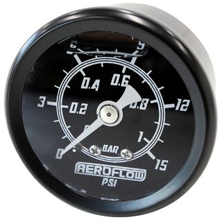 Aeroflow 1-1/2 Inch Liquid Filled Pressure Gauge 0-15 PSI