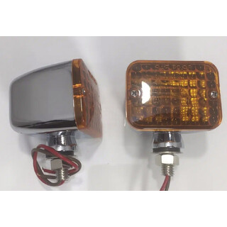 CAL Custom Vintage Chrome Amber Turn Signal Lights Pair