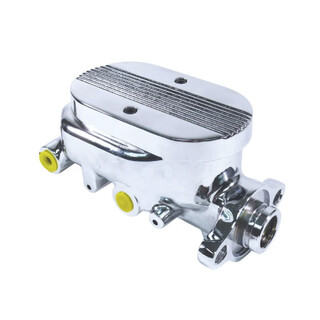 CAL Custom Chrome Finned Flat Top Brake Master Cylinder 1 Inch Bore