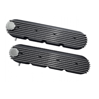 LS Valve Covers Retro Style Finned - Black and Machined - No Coil Mount